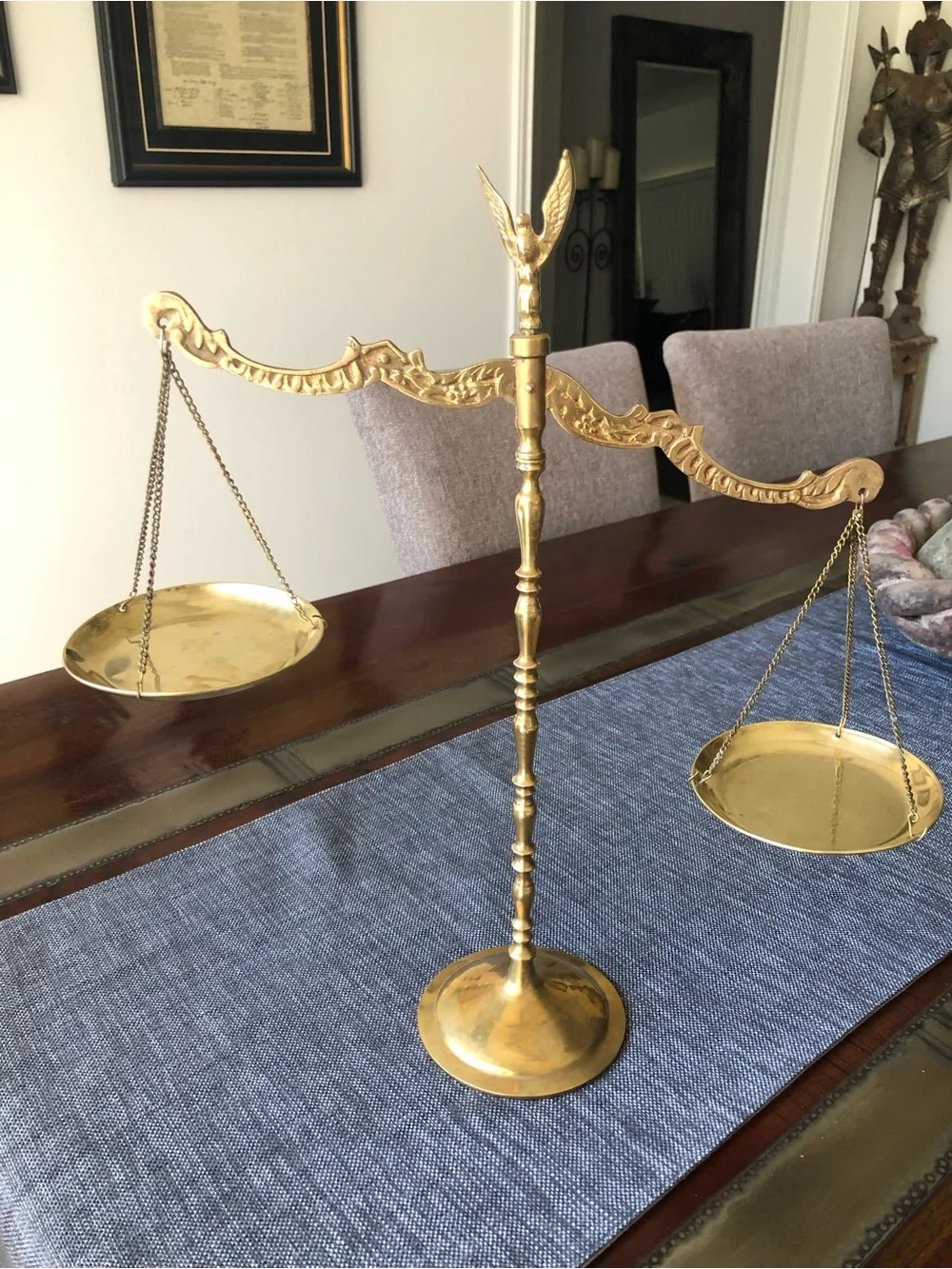 Antique-Style Brass Balance Scale Decorative Serving Accent - Gold Finish